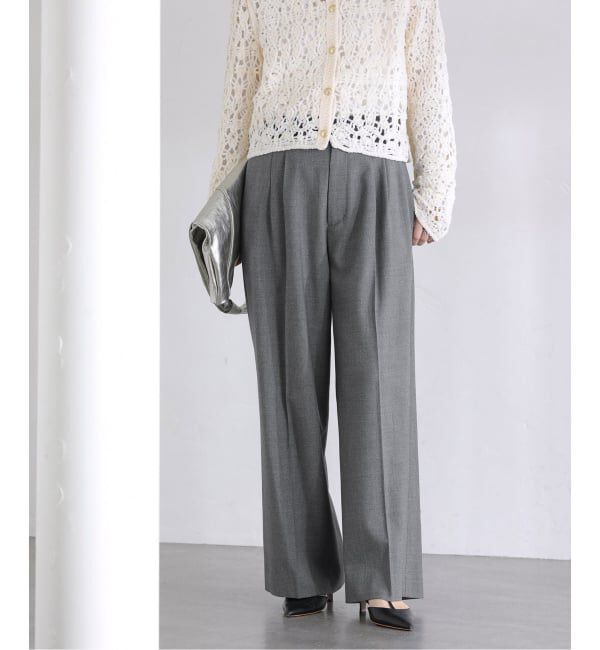  「【洗える】タックワイドパンツ」|スラックス|