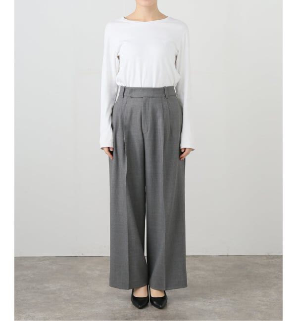  「【洗える】タックワイドパンツ」|スラックス|