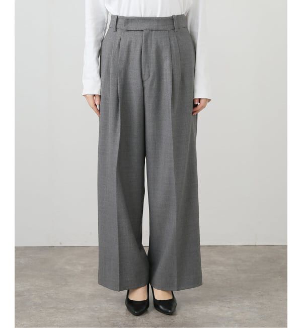  「【洗える】タックワイドパンツ」|スラックス|