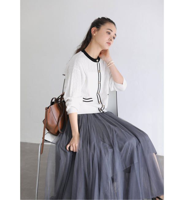  「《予約》【洗える】ケーブルニットカーディガン」|カーディガン|