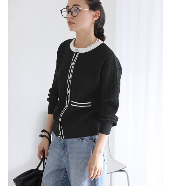  「《予約》【洗える】ケーブルニットカーディガン」|カーディガン|