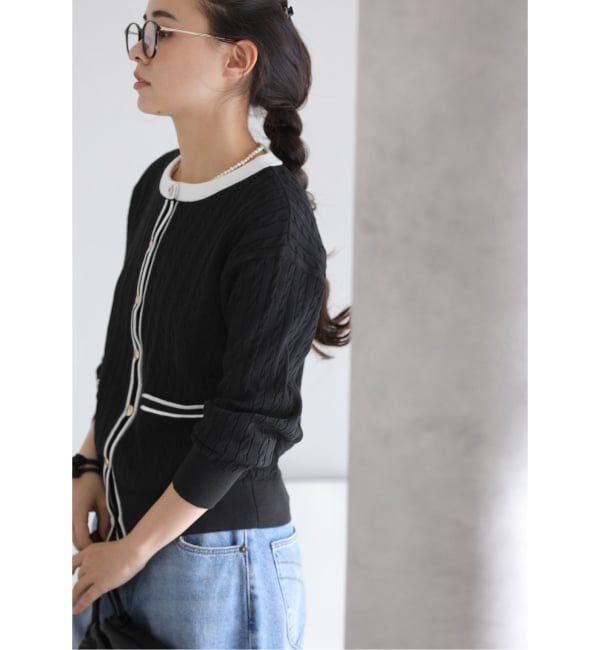  「《予約》【洗える】ケーブルニットカーディガン」|カーディガン|