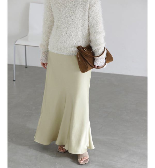 「【洗える】サテンマーメイドスカート」|スカート|