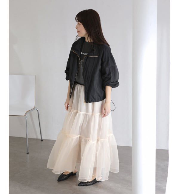  「【洗える】オーガンジーティアードスカート」|スカート|