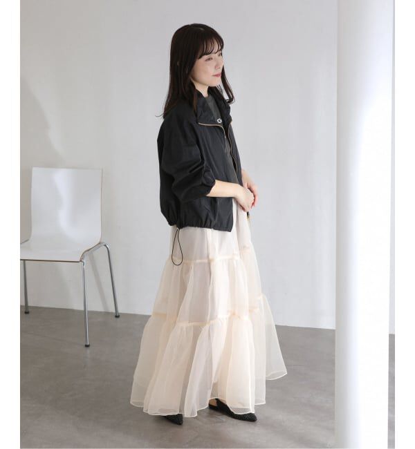  「【洗える】オーガンジーティアードスカート」|スカート|