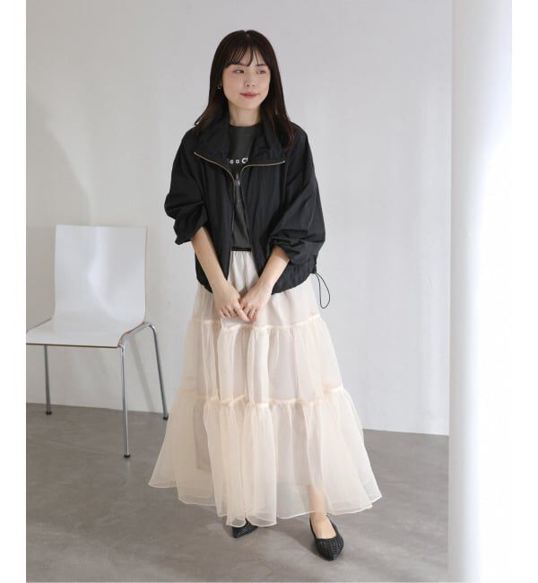  「【洗える】オーガンジーティアードスカート」|スカート|