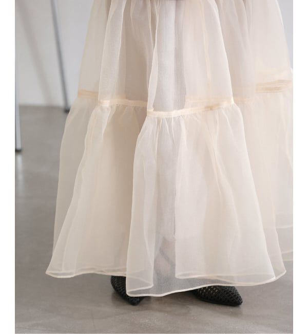  「【洗える】オーガンジーティアードスカート」|スカート|