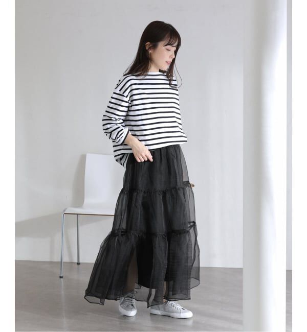  「【洗える】オーガンジーティアードスカート」|スカート|