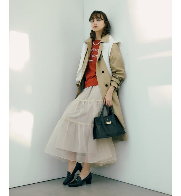  「【洗える】オーガンジーティアードスカート」|スカート|