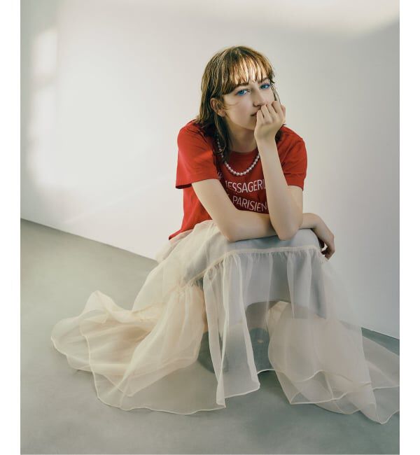  「【洗える】オーガンジーティアードスカート」|スカート|