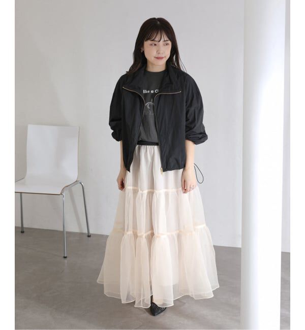  「【洗える】オーガンジーティアードスカート」|スカート|