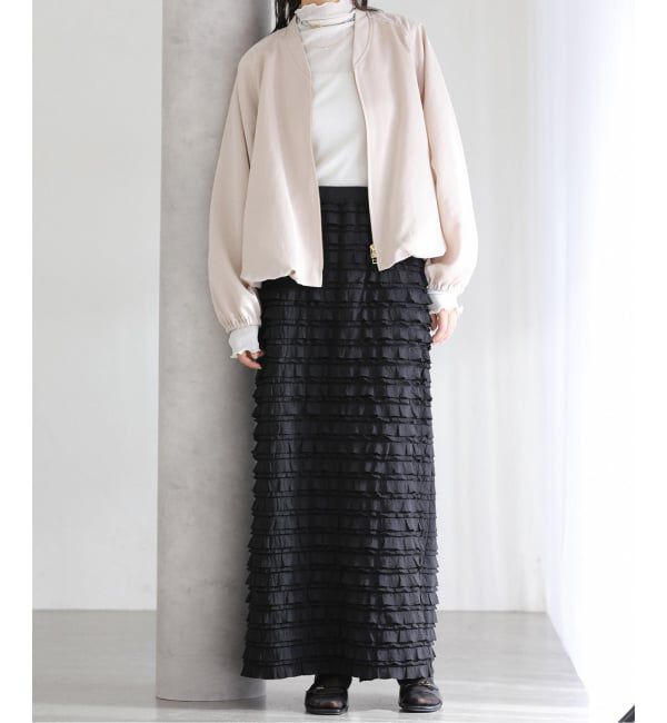  「【洗える】PROVOKE/プロヴォーク フリルマキシスカート」|スカート|