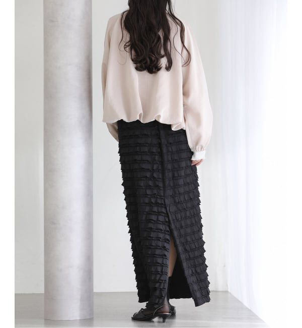  「【洗える】PROVOKE/プロヴォーク フリルマキシスカート」|スカート|