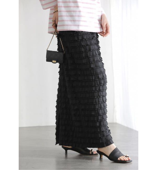  「【洗える】PROVOKE/プロヴォーク フリルマキシスカート」|スカート|