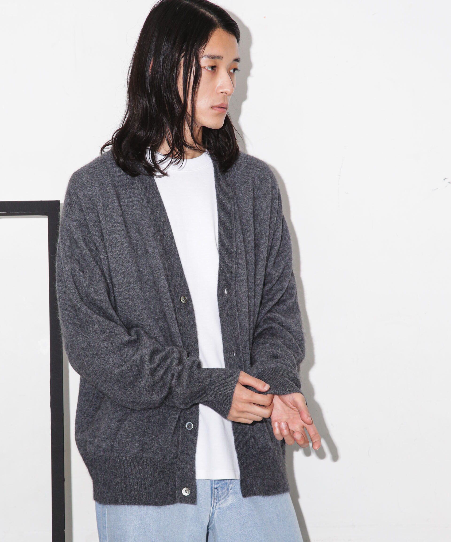 nano･universe「ヘアリーハイゲージＶネックカーディガン」|ニット・セーター|