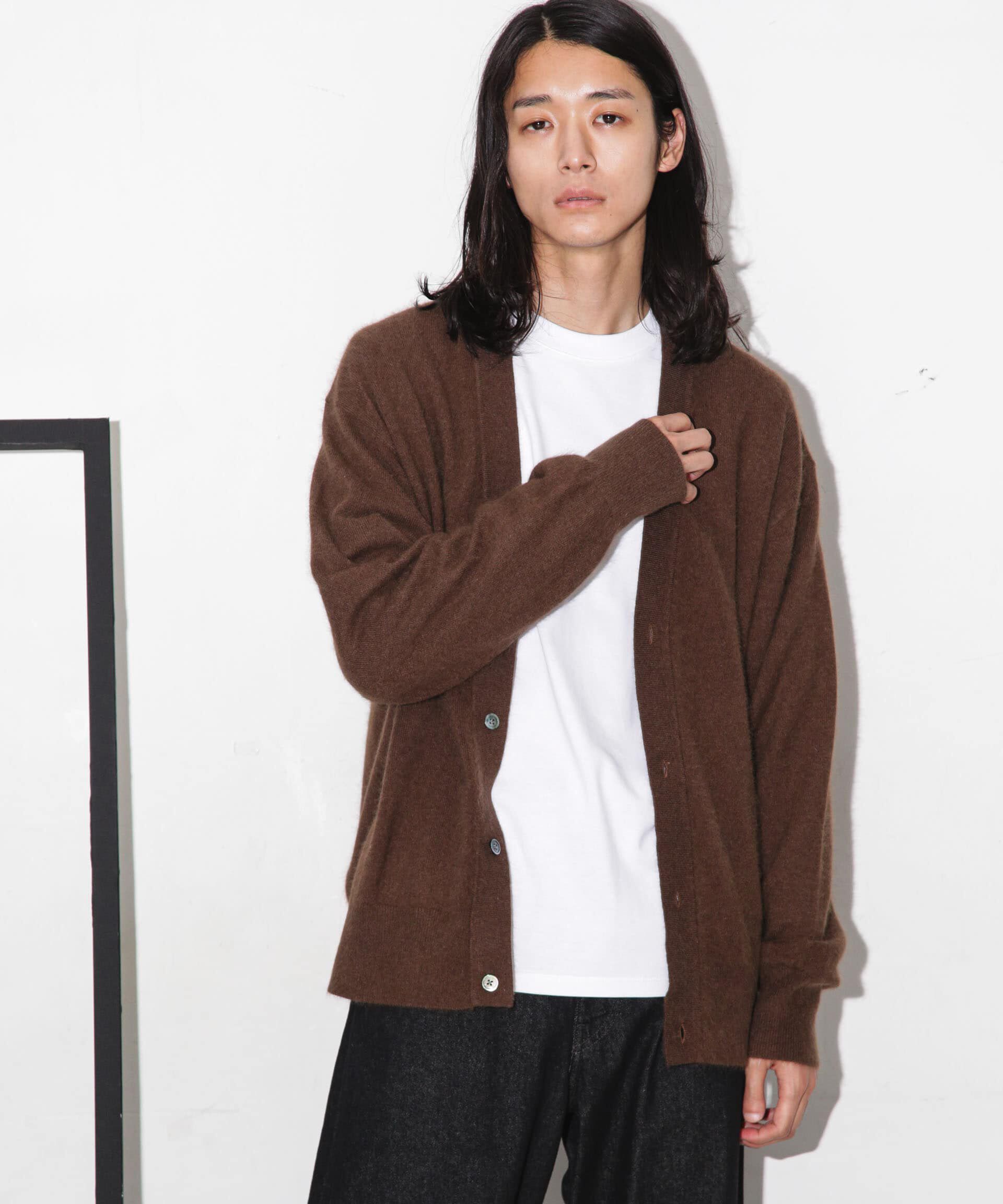nano･universe「ヘアリーハイゲージＶネックカーディガン」|ニット・セーター|D.ブラウン2