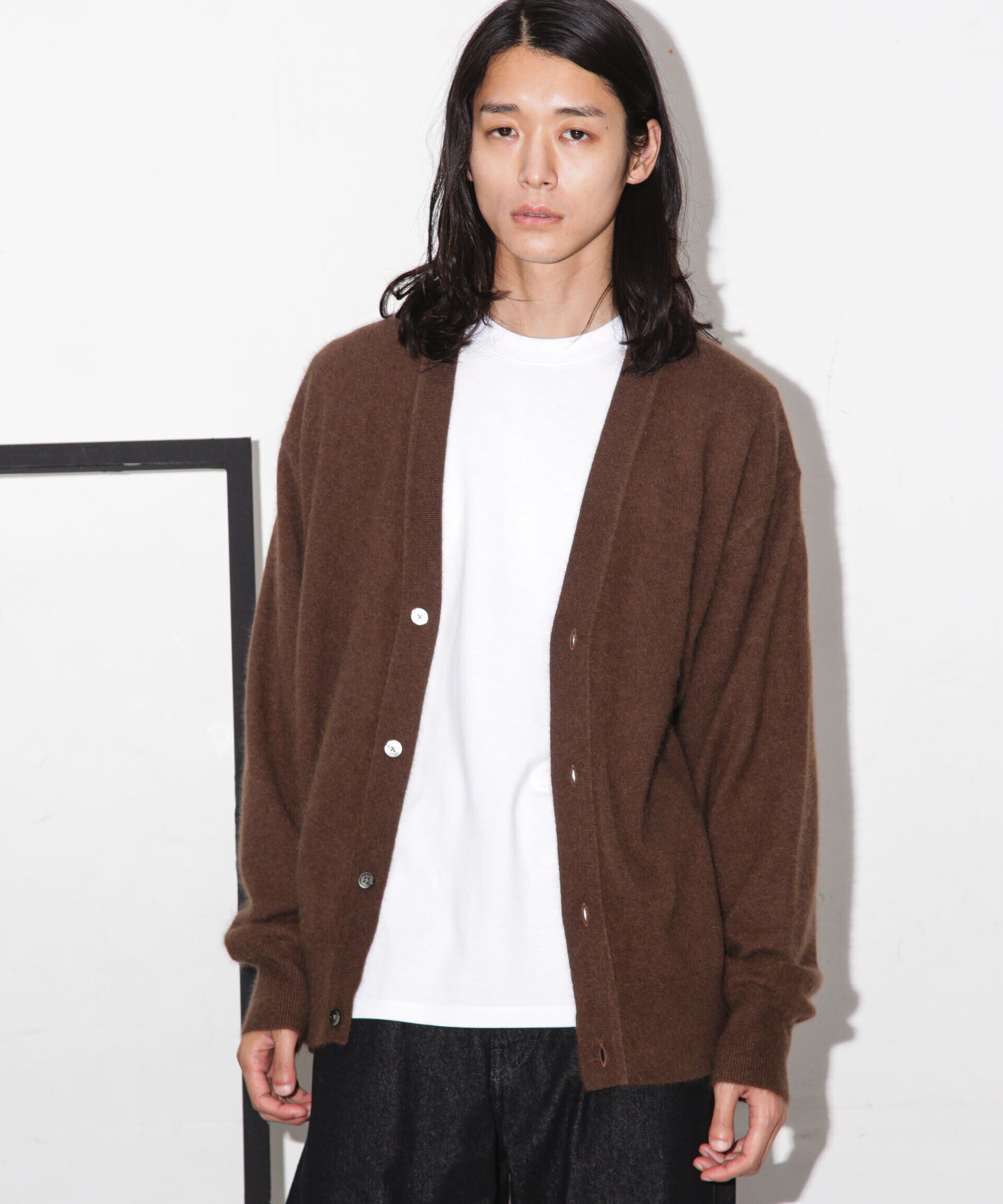 nano･universe「ヘアリーハイゲージＶネックカーディガン」|ニット・セーター|