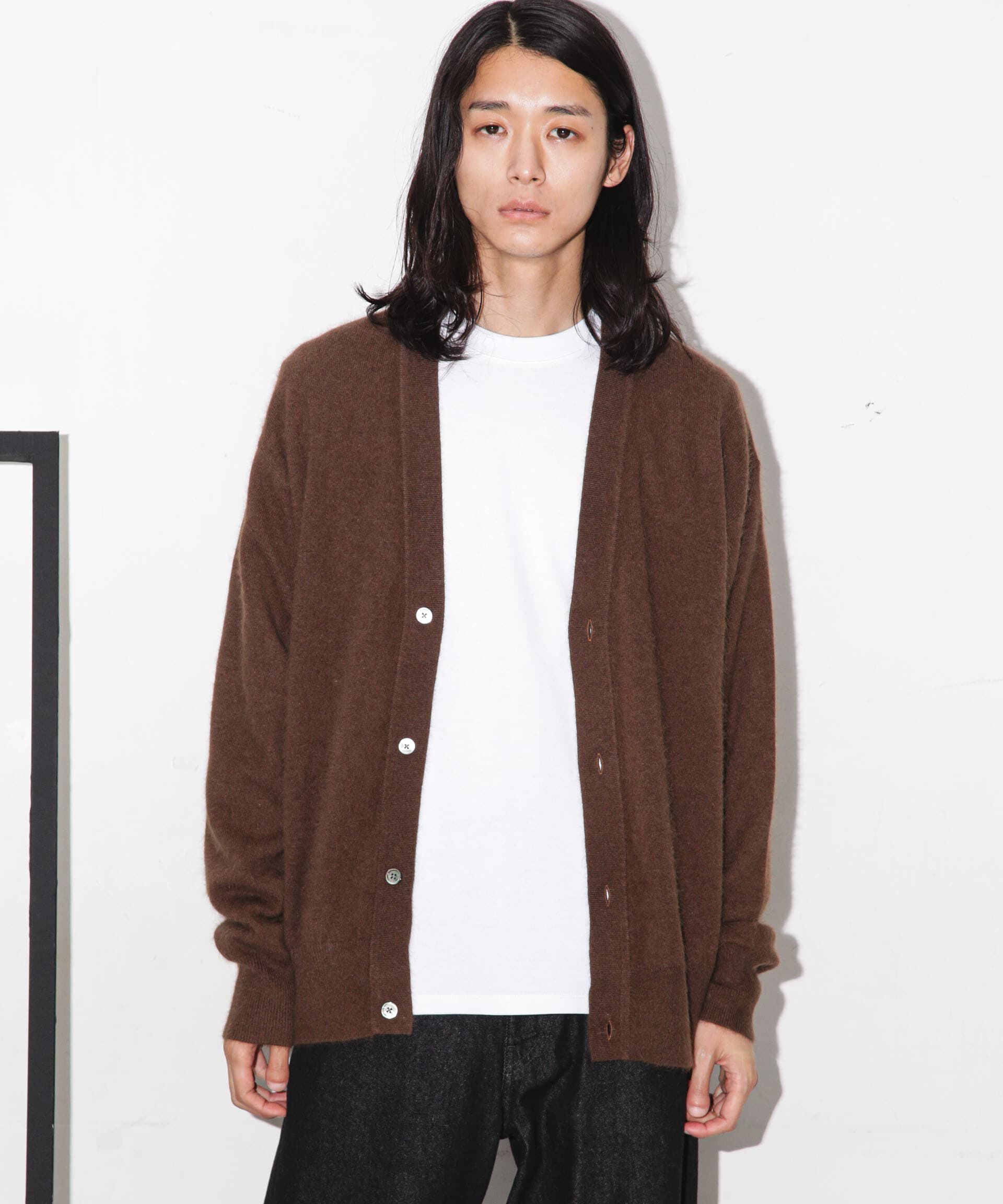 nano･universe「ヘアリーハイゲージＶネックカーディガン」|ニット・セーター|