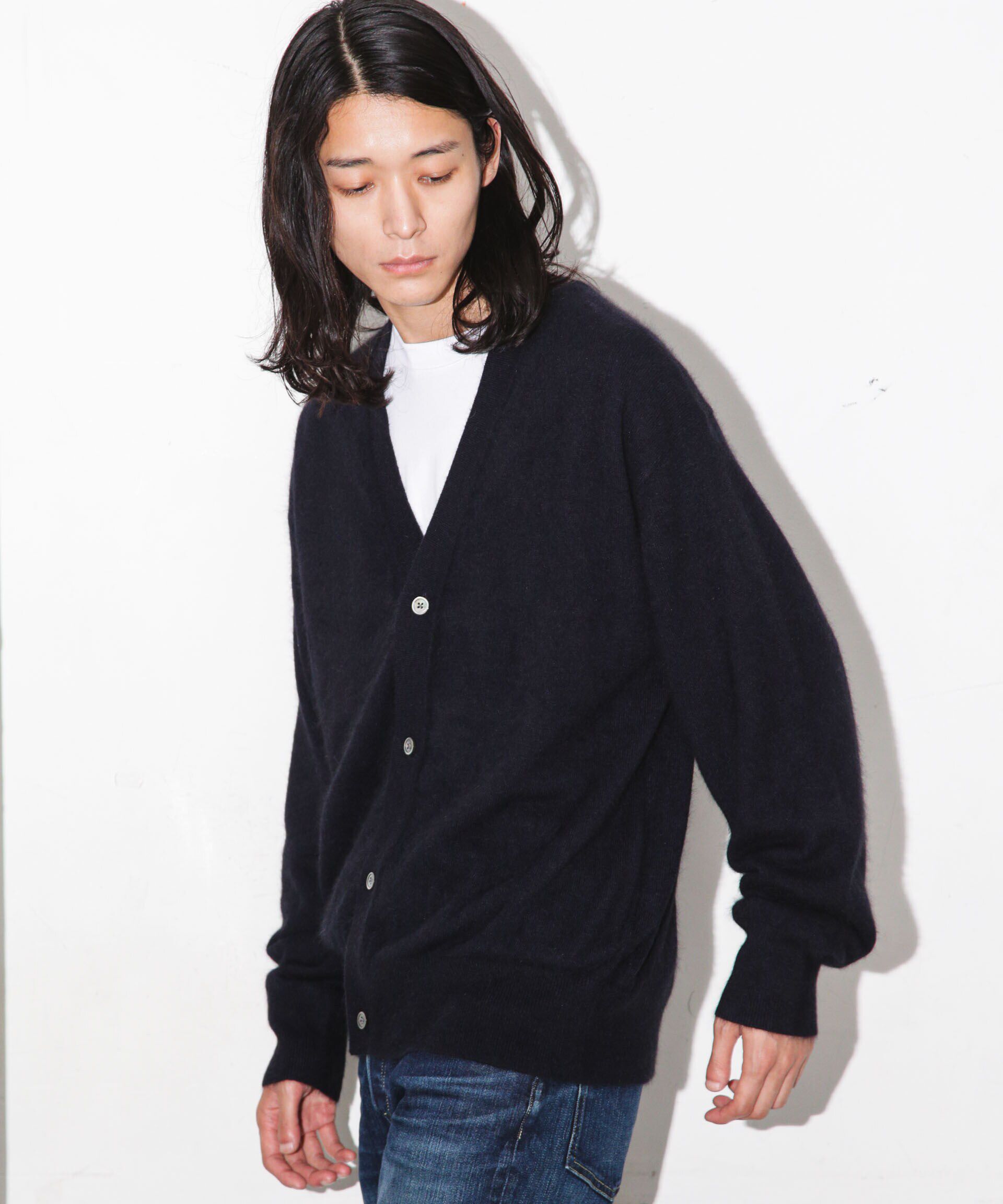 nano･universe「ヘアリーハイゲージＶネックカーディガン」|ニット・セーター|