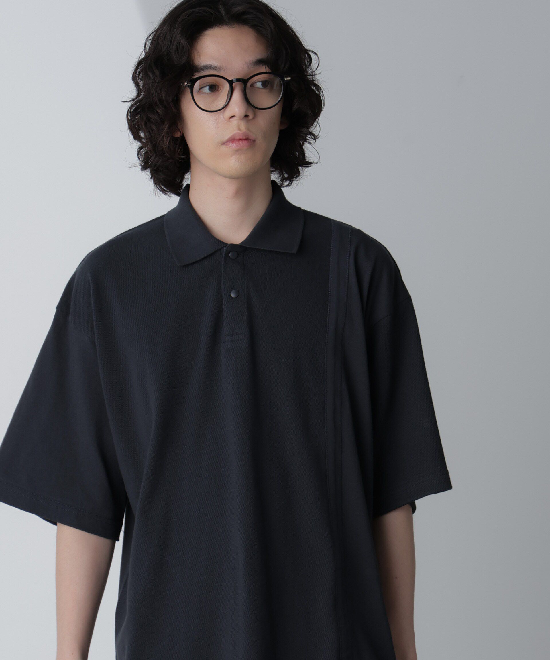 nano･universe「切り替えビッグポロシャツ 半袖」|Tシャツ・カットソー|スミクロ1