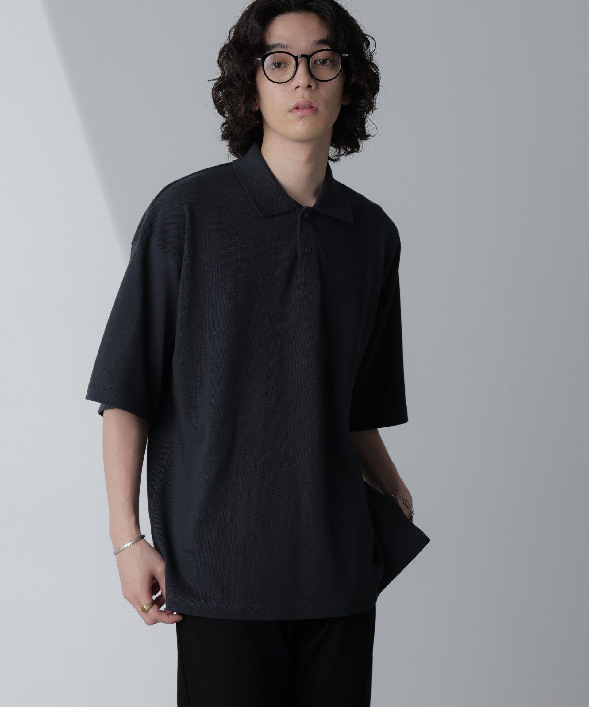 nano･universe「切り替えビッグポロシャツ 半袖」|Tシャツ・カットソー|