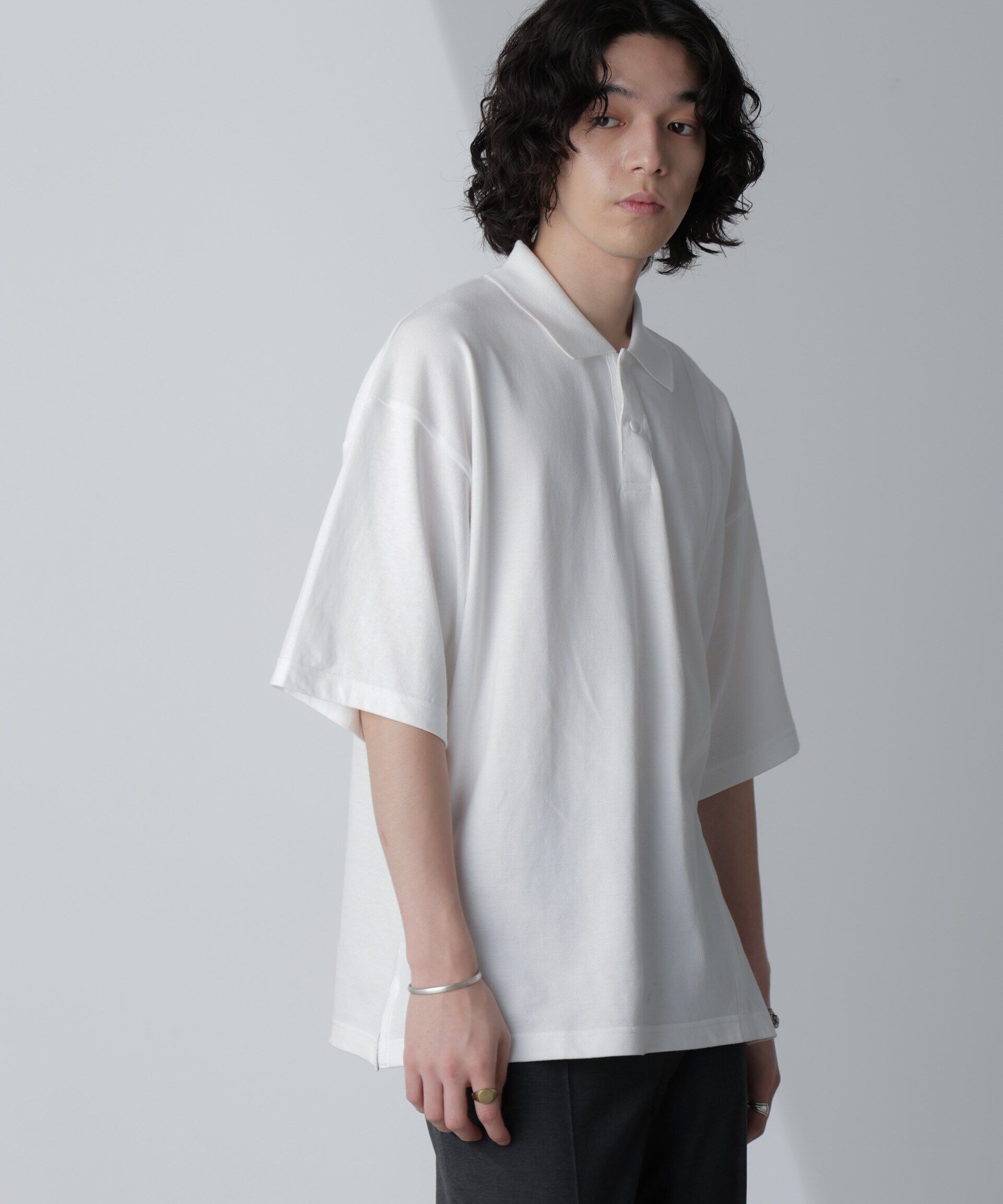 nano･universe「切り替えビッグポロシャツ 半袖」|Tシャツ・カットソー|