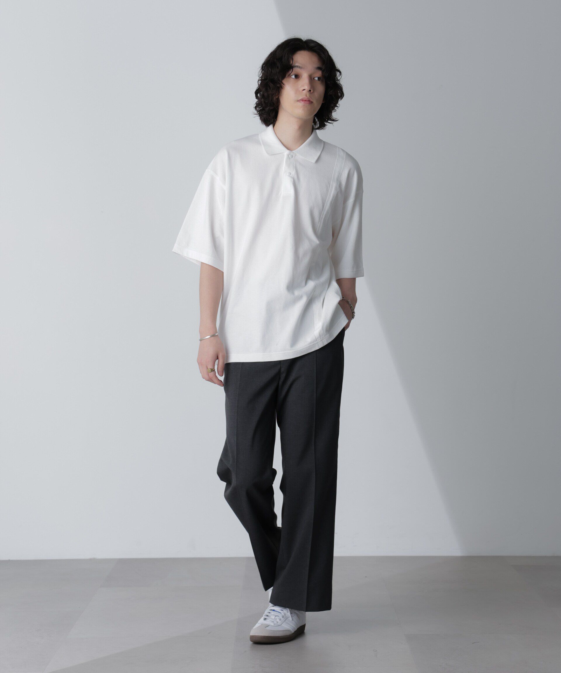 nano･universe「切り替えビッグポロシャツ 半袖」|Tシャツ・カットソー|