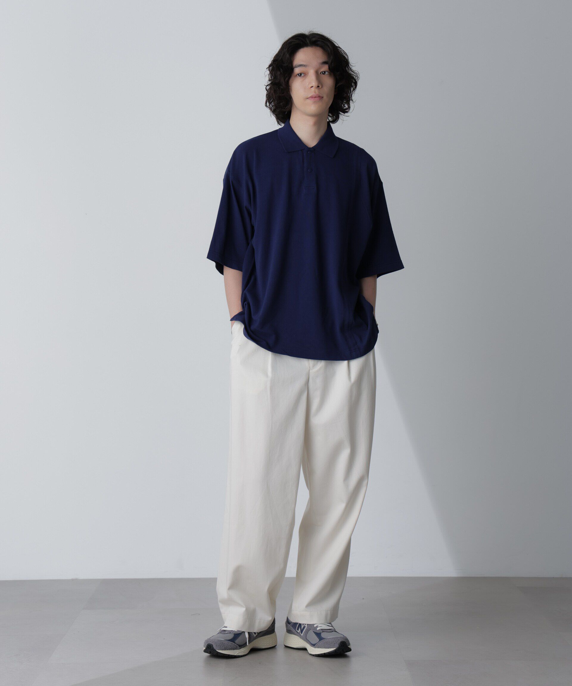 nano･universe「切り替えビッグポロシャツ 半袖」|Tシャツ・カットソー|