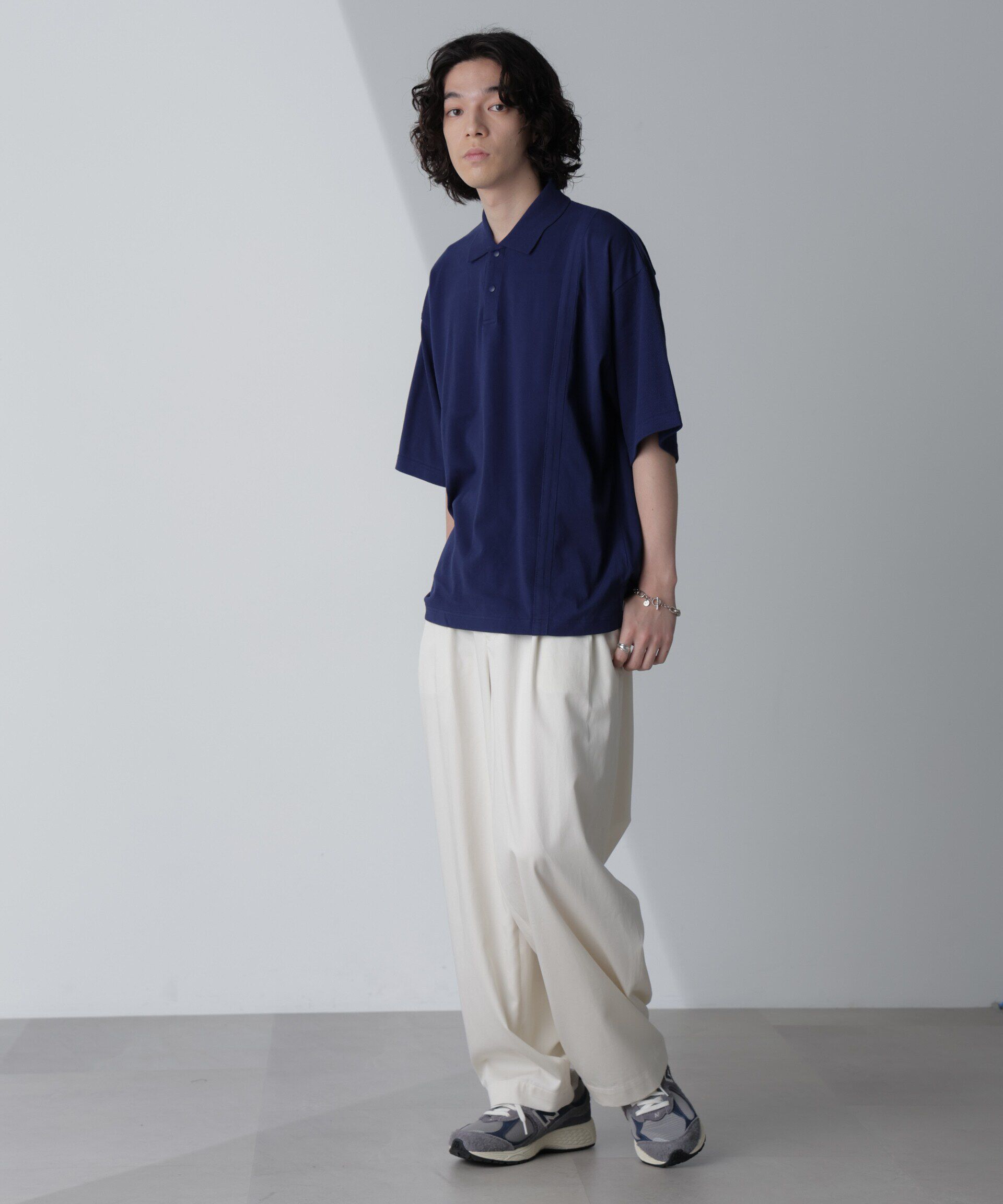 nano･universe「切り替えビッグポロシャツ 半袖」|Tシャツ・カットソー|