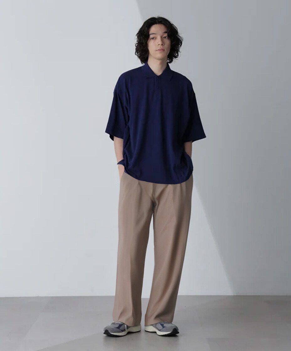 nano･universe「切り替えビッグポロシャツ 半袖」|Tシャツ・カットソー|