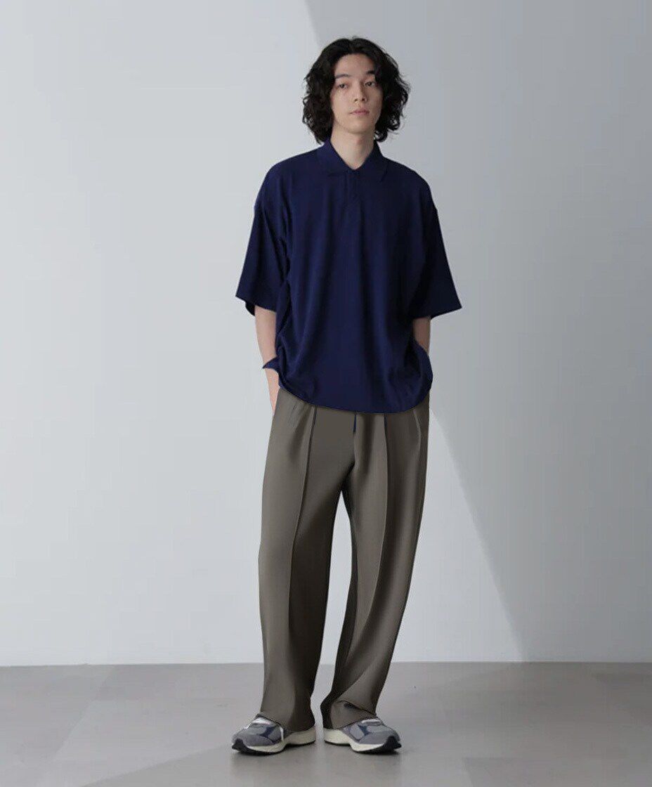 nano･universe「切り替えビッグポロシャツ 半袖」|Tシャツ・カットソー|
