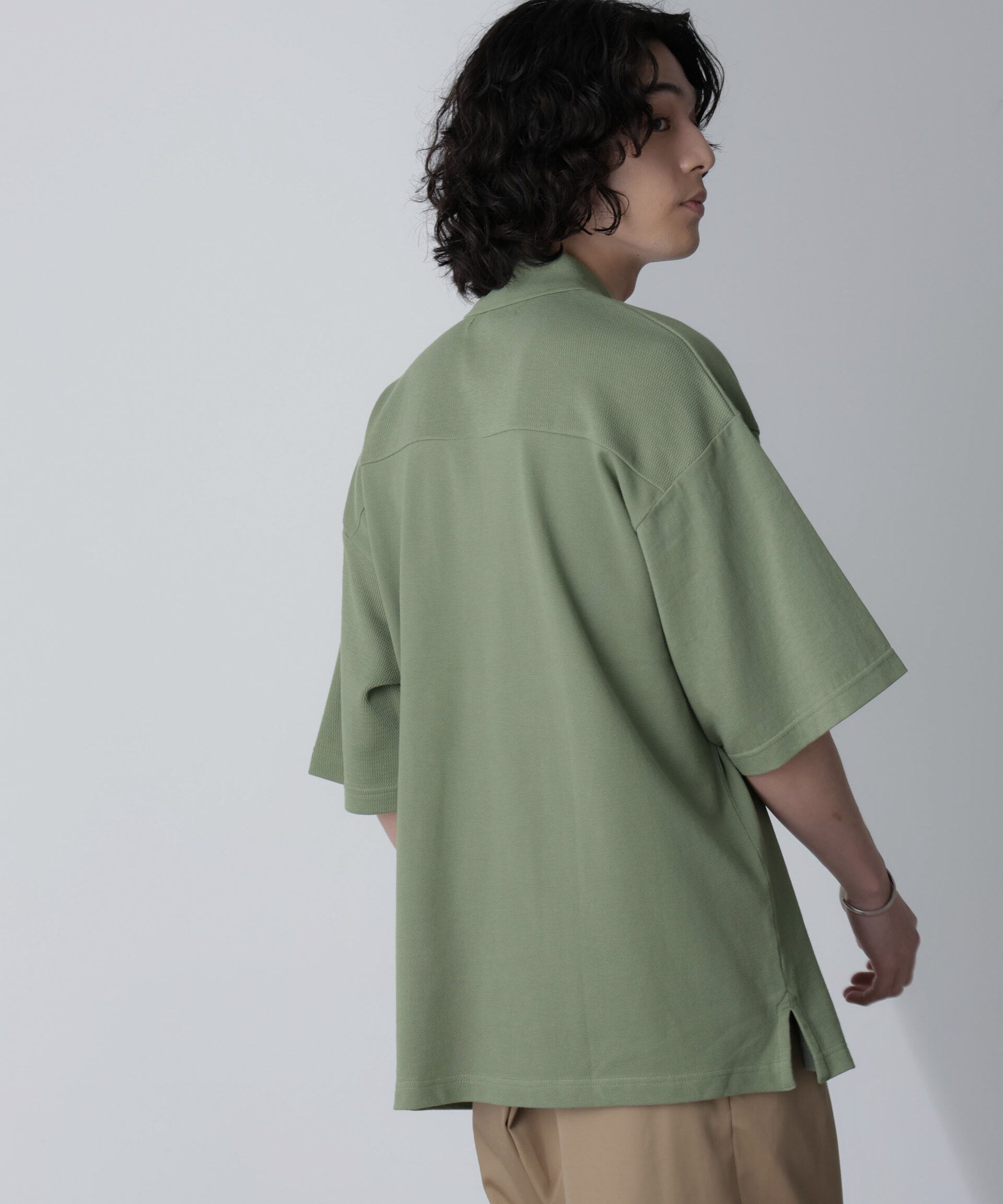 nano･universe「切り替えビッグポロシャツ 半袖」|Tシャツ・カットソー|