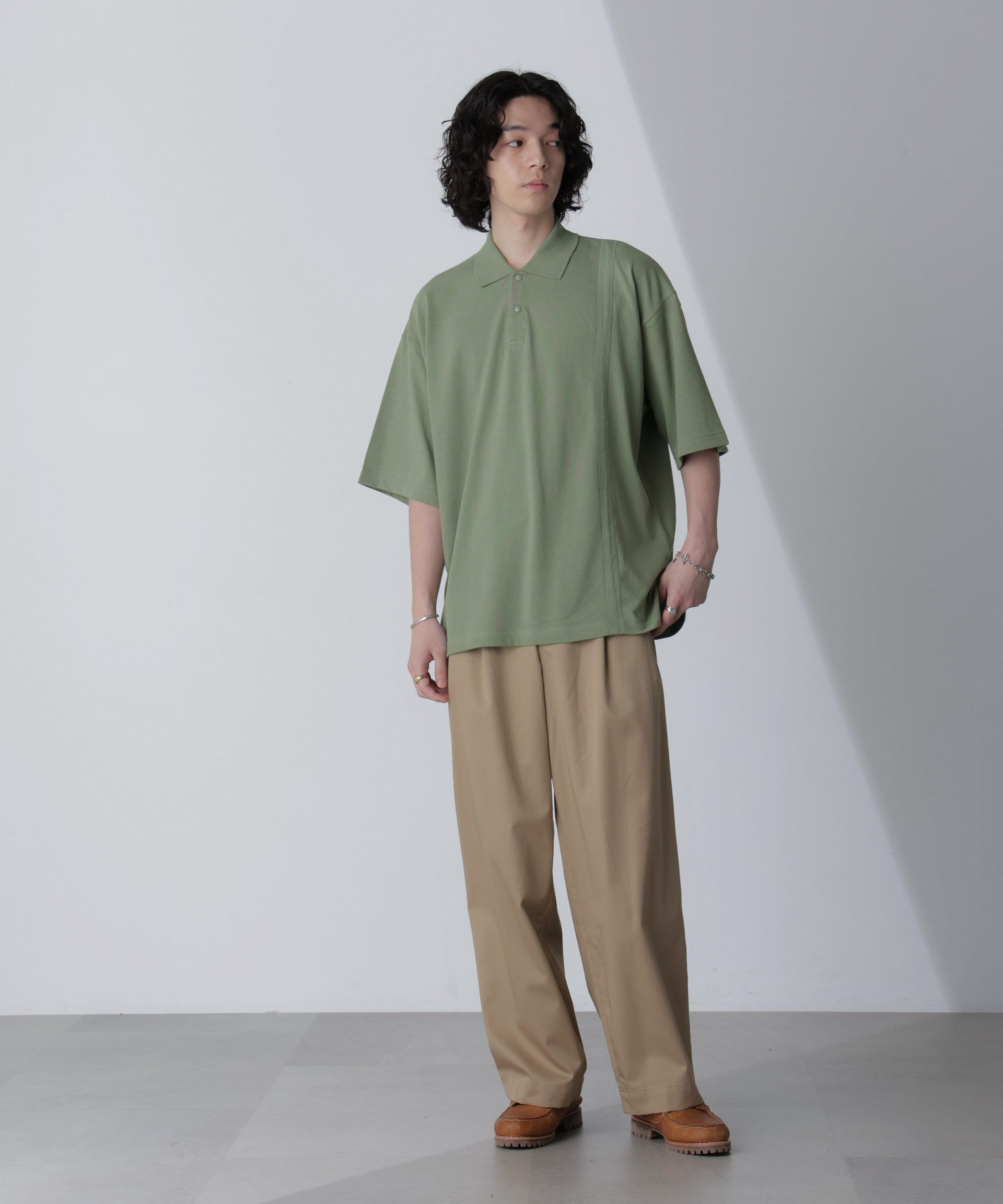 nano･universe「切り替えビッグポロシャツ 半袖」|Tシャツ・カットソー|