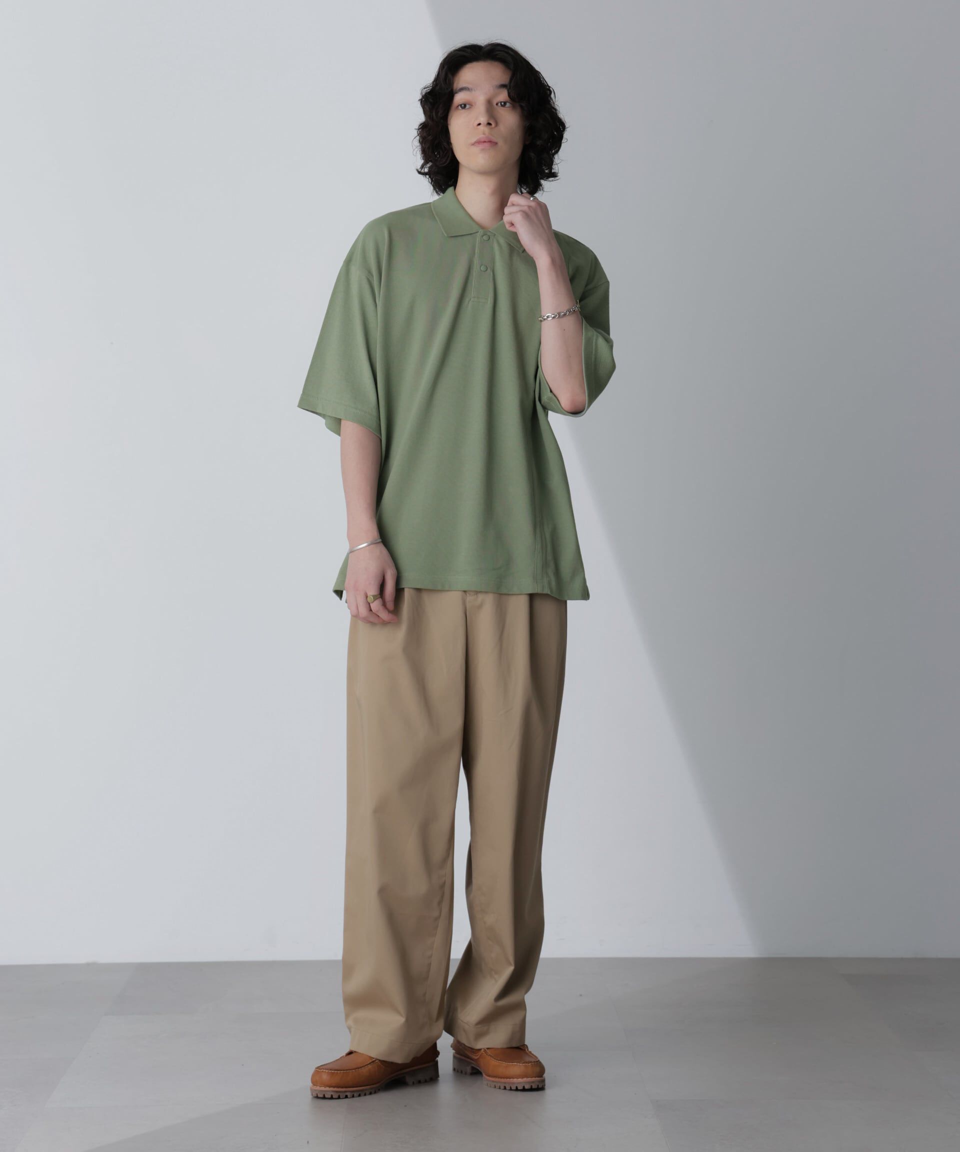 nano･universe「切り替えビッグポロシャツ 半袖」|Tシャツ・カットソー|