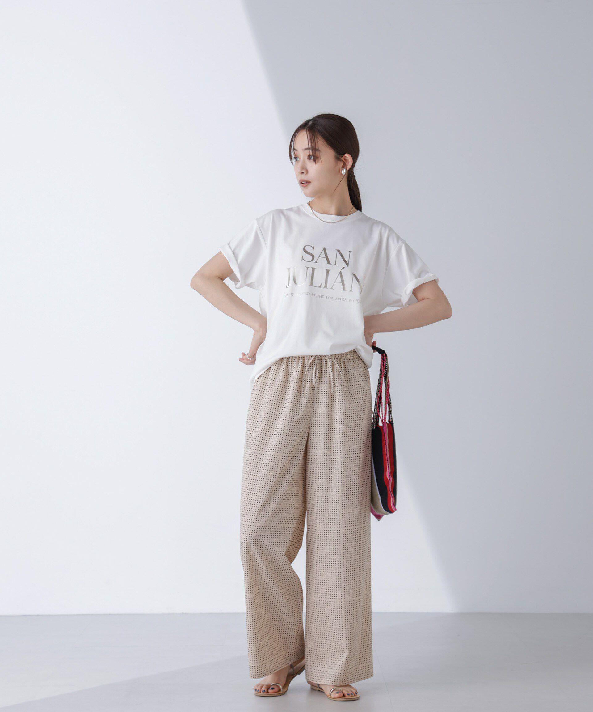 nano･universe「AtPARK＆DAILYWEAR/ドットプリントパンツ」|チノ|