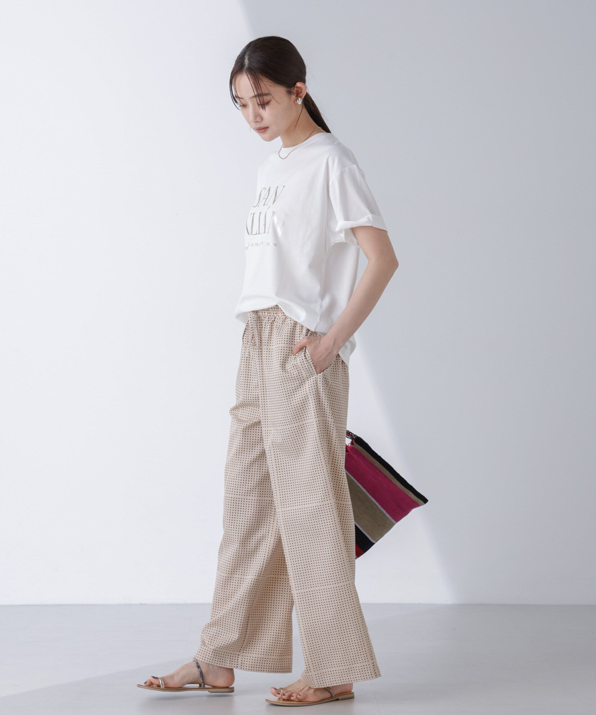 nano･universe「AtPARK＆DAILYWEAR/ドットプリントパンツ」|チノ|