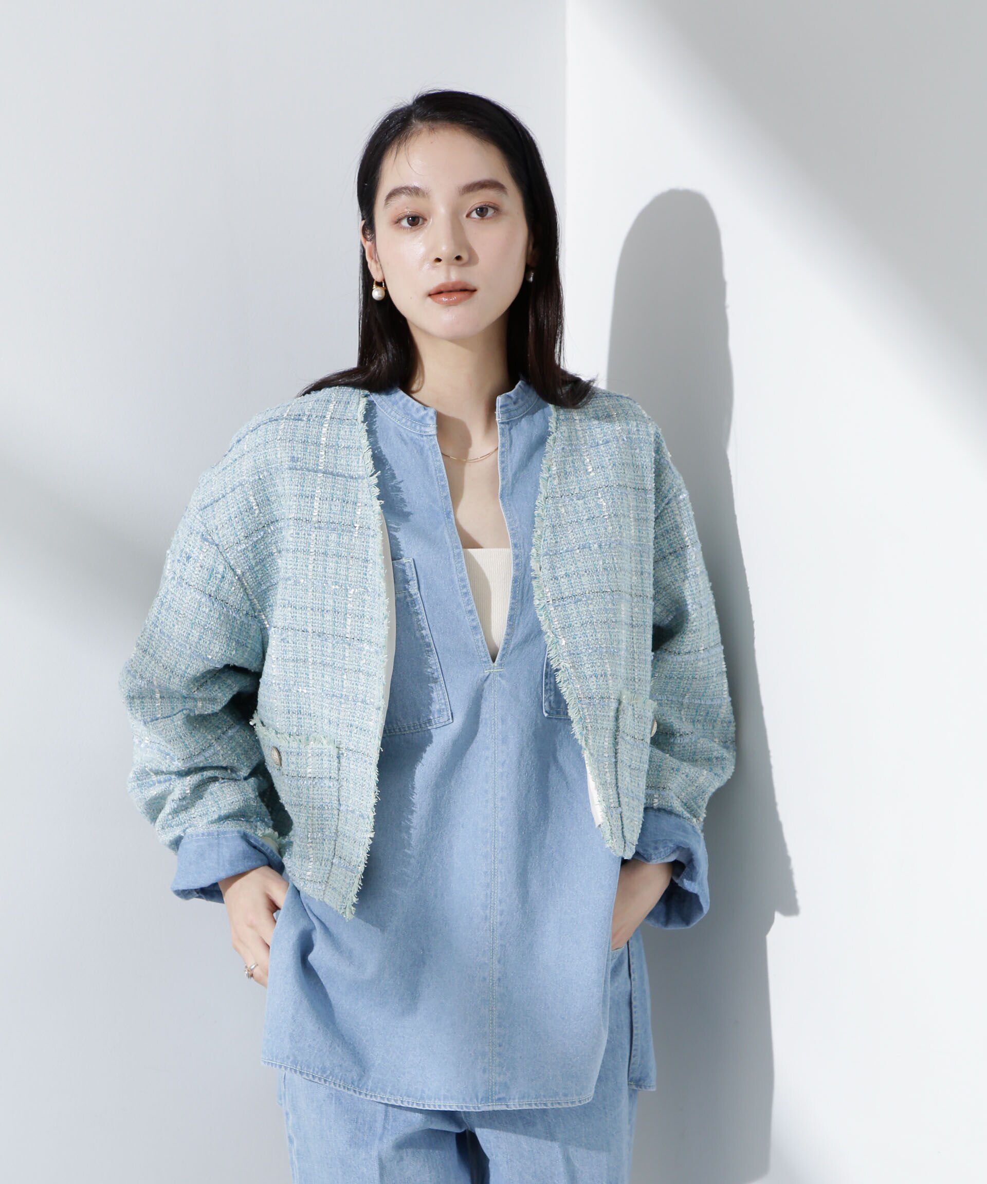 nano･universe「ツィードポケットショートジャケット」|テーラードジャケット|