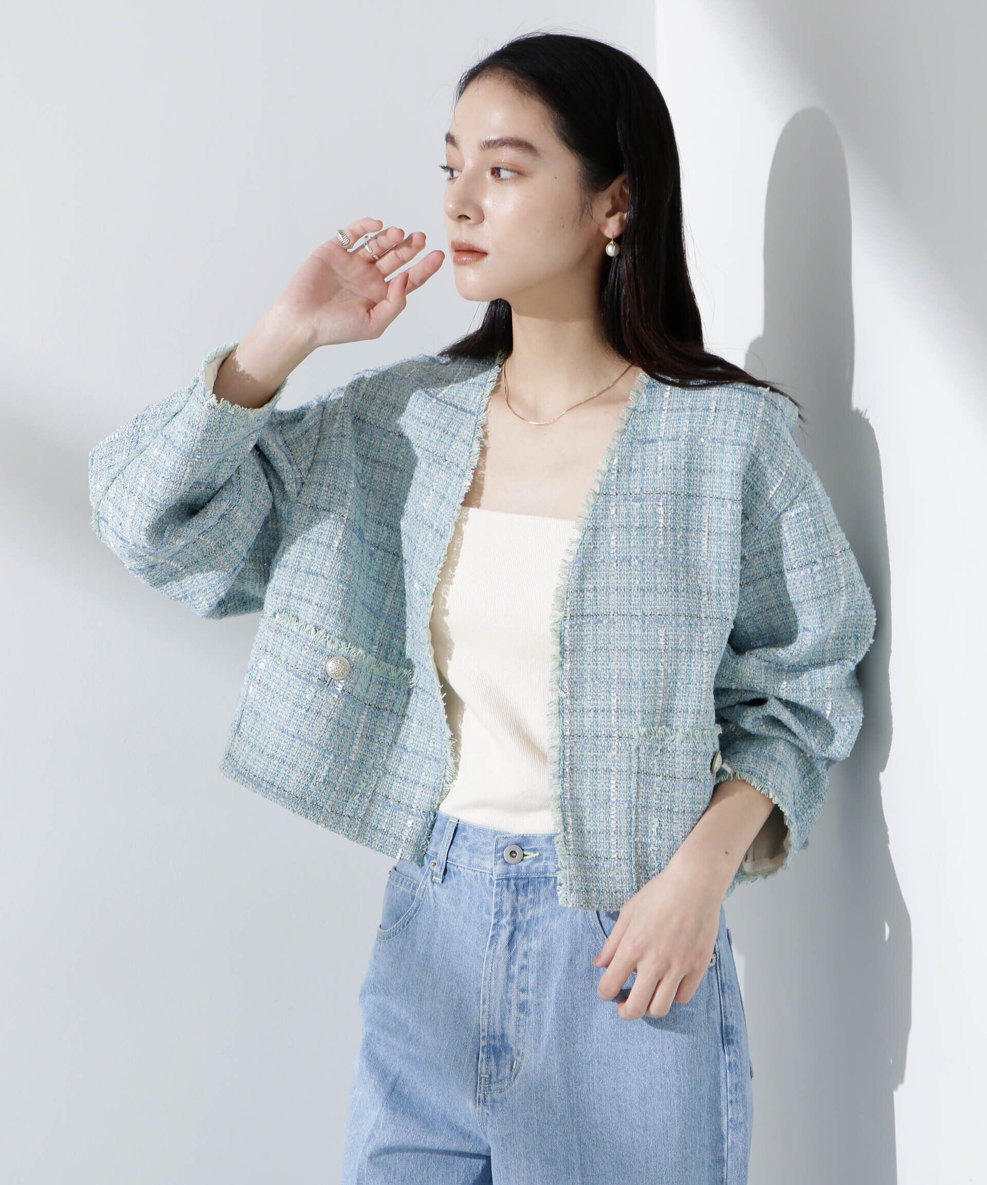 nano･universe「ツィードポケットショートジャケット」|テーラードジャケット|