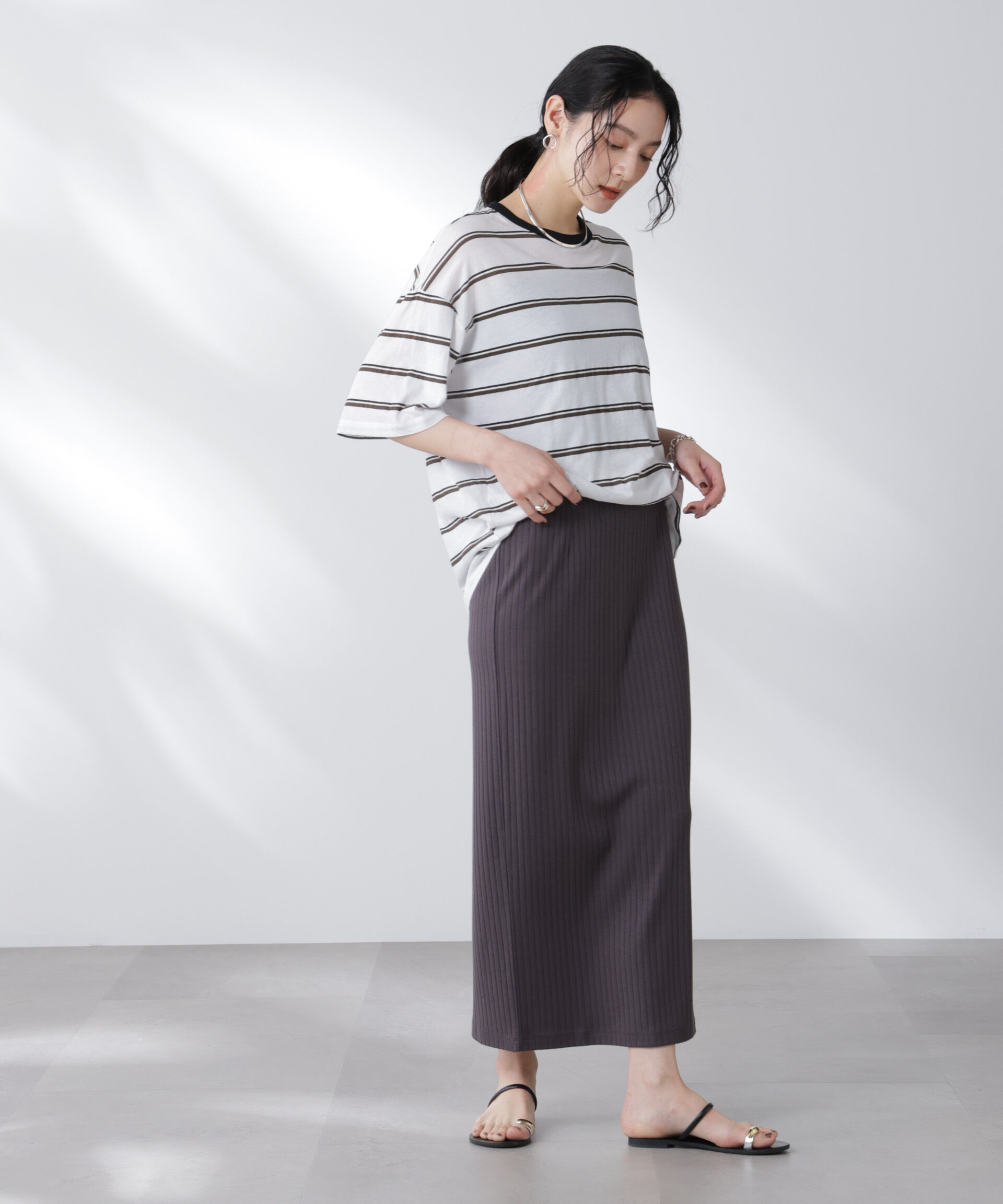 nano･universe「Anti Soaked(R) 汗染み防止リブタイトスカート（セットアップ可）」|スカート|