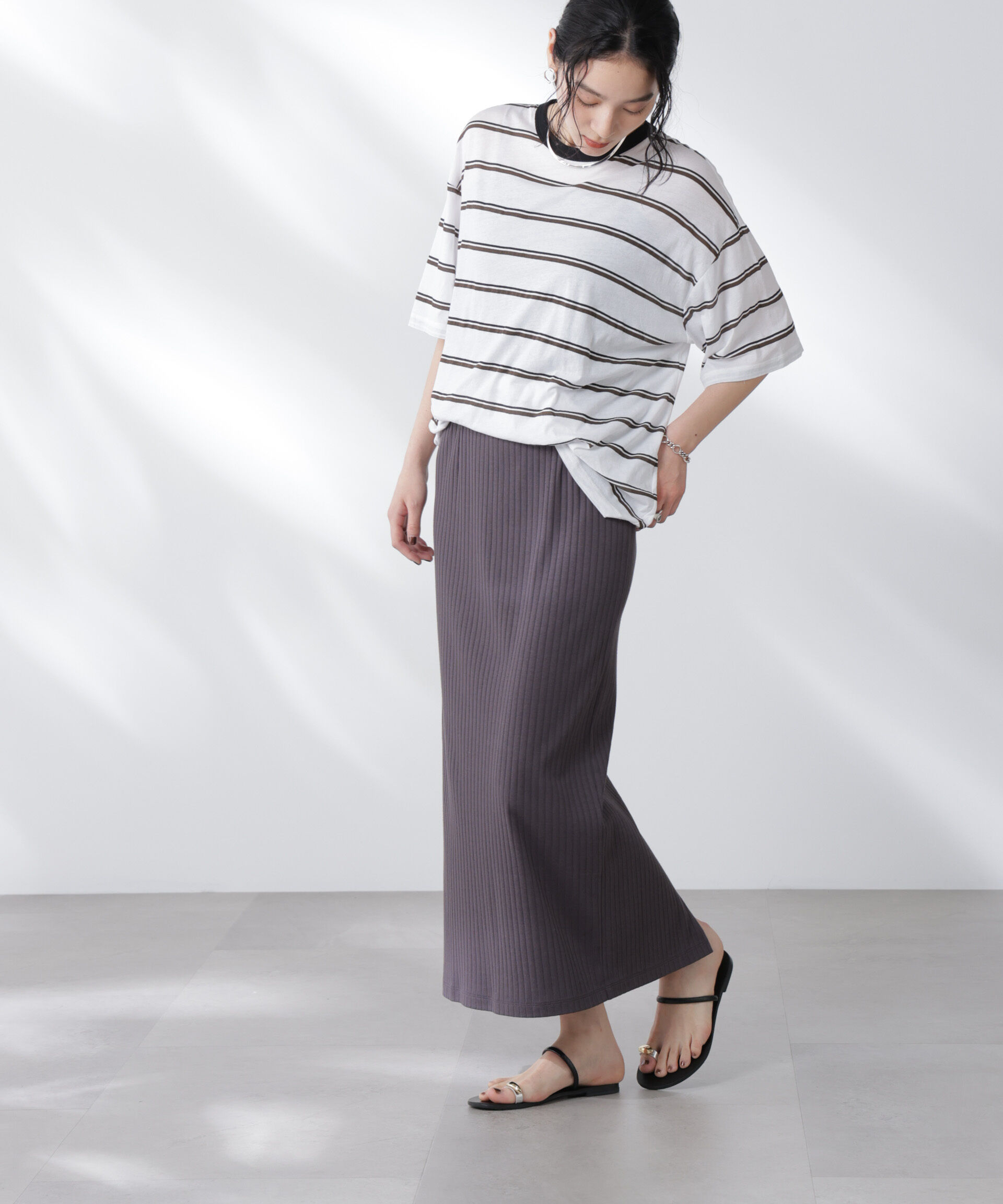 nano･universe「Anti Soaked(R) 汗染み防止リブタイトスカート（セットアップ可）」|スカート|