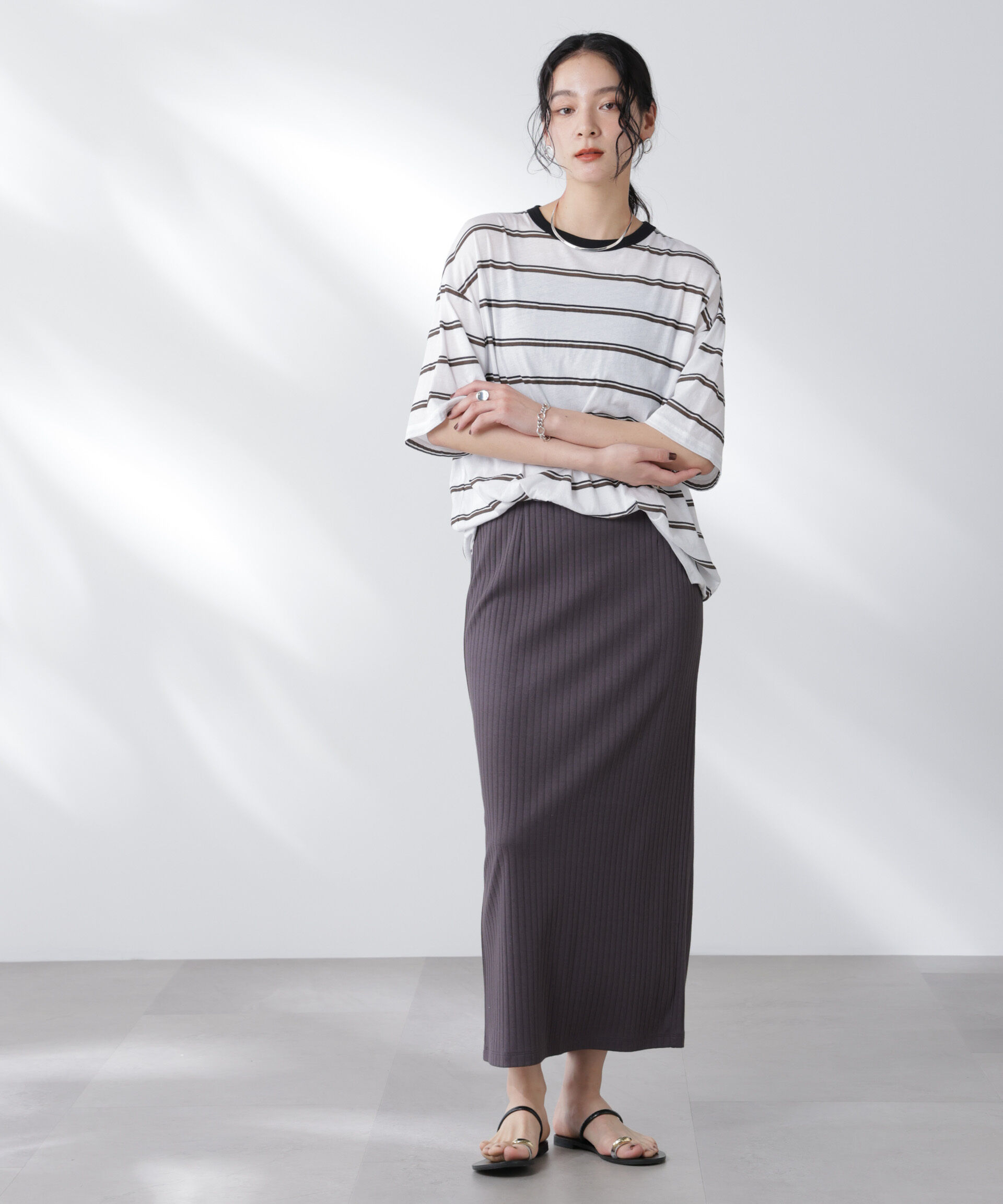 nano･universe「Anti Soaked(R) 汗染み防止リブタイトスカート（セットアップ可）」|スカート|