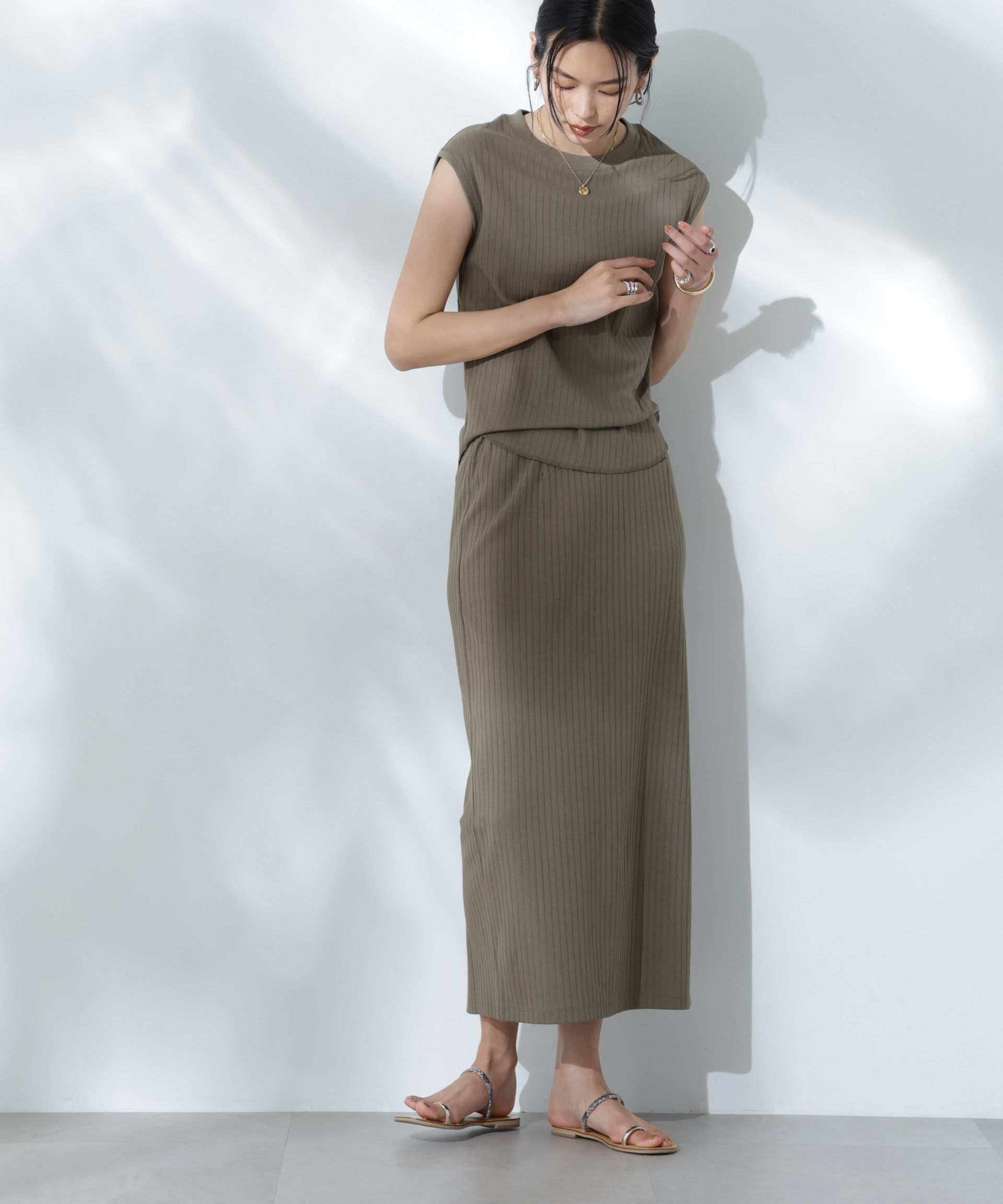 nano･universe「Anti Soaked(R) 汗染み防止リブタイトスカート（セットアップ可）」|スカート|