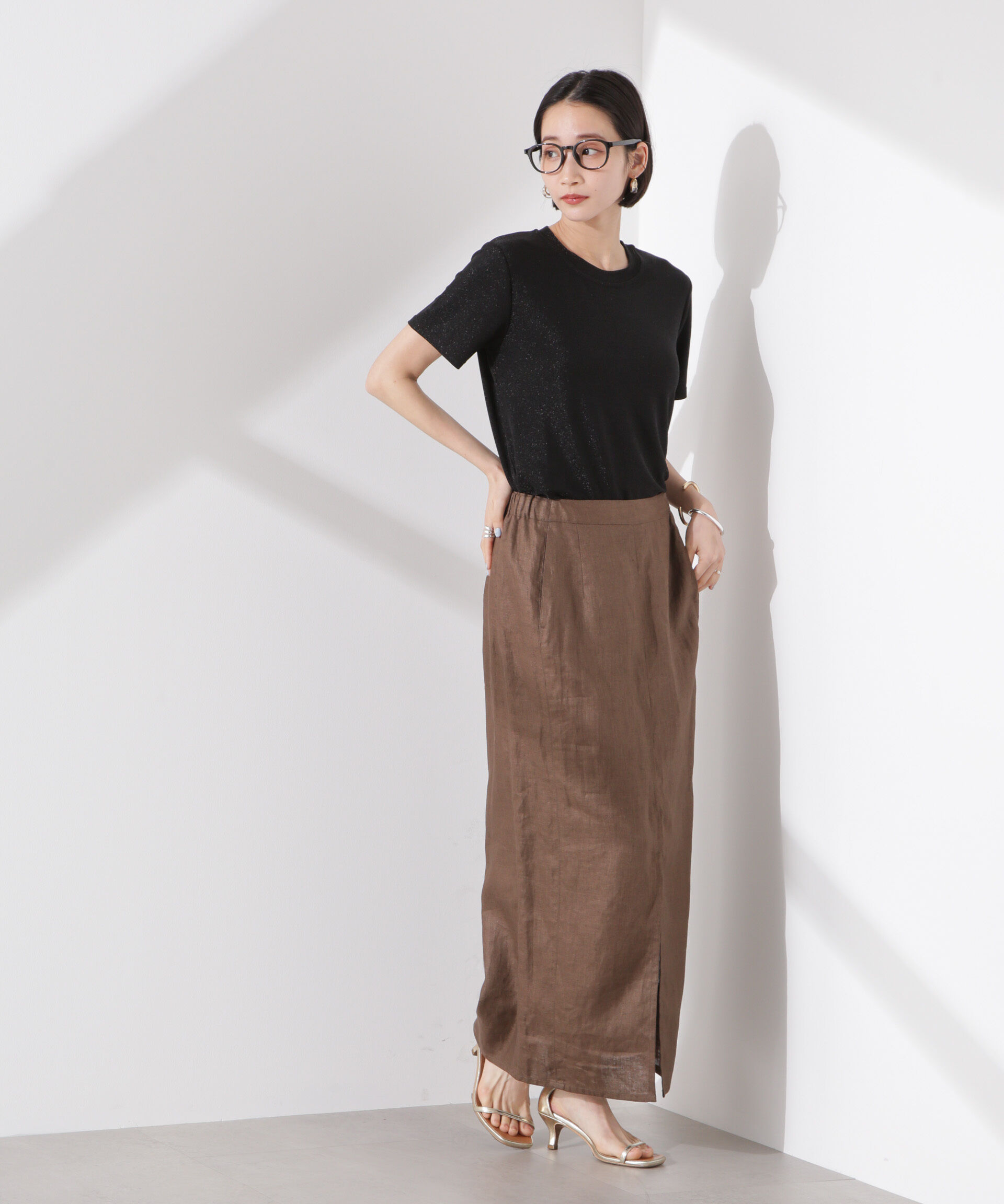 nano･universe「ラメカットクルーネックＴシャツ」|Tシャツ・カットソー|