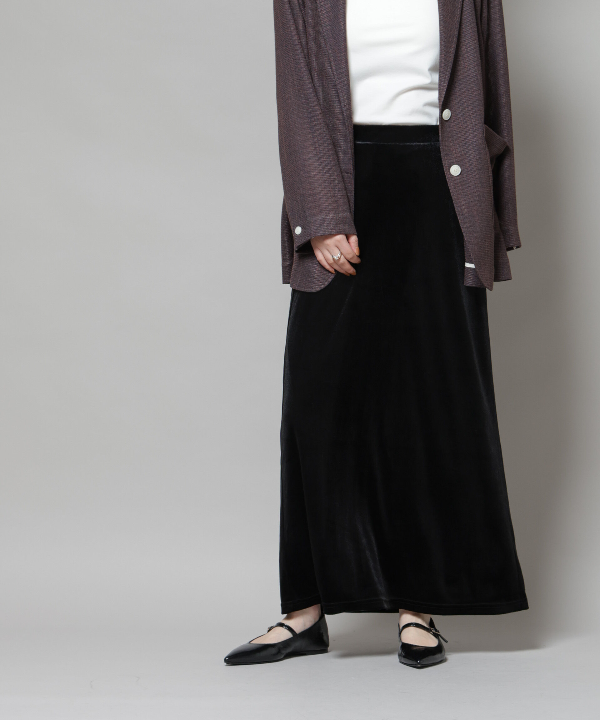 nano･universe「ベロアカットナロースカート(セットアップ可)」|スカート|