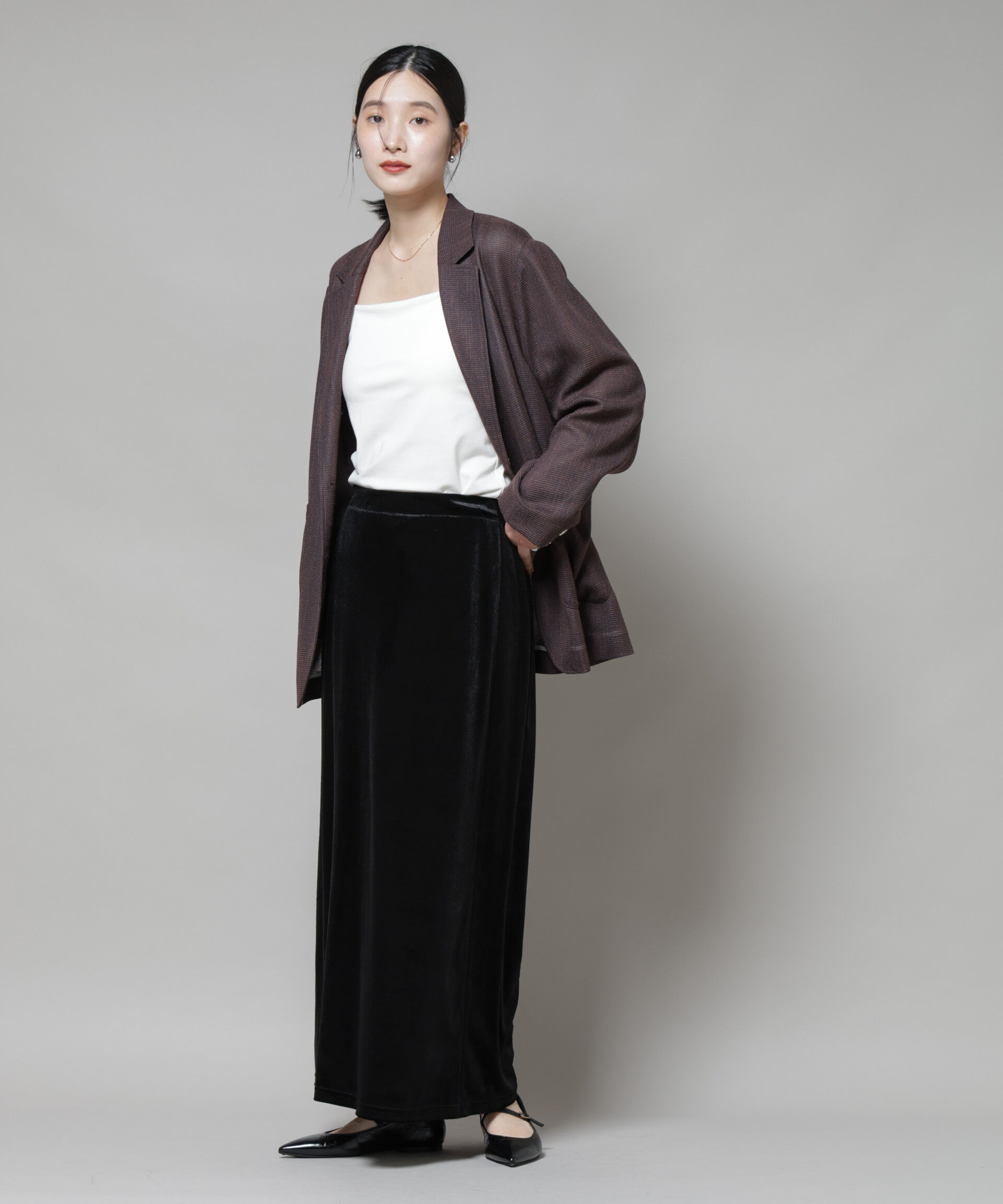 nano･universe「ベロアカットナロースカート(セットアップ可)」|スカート|