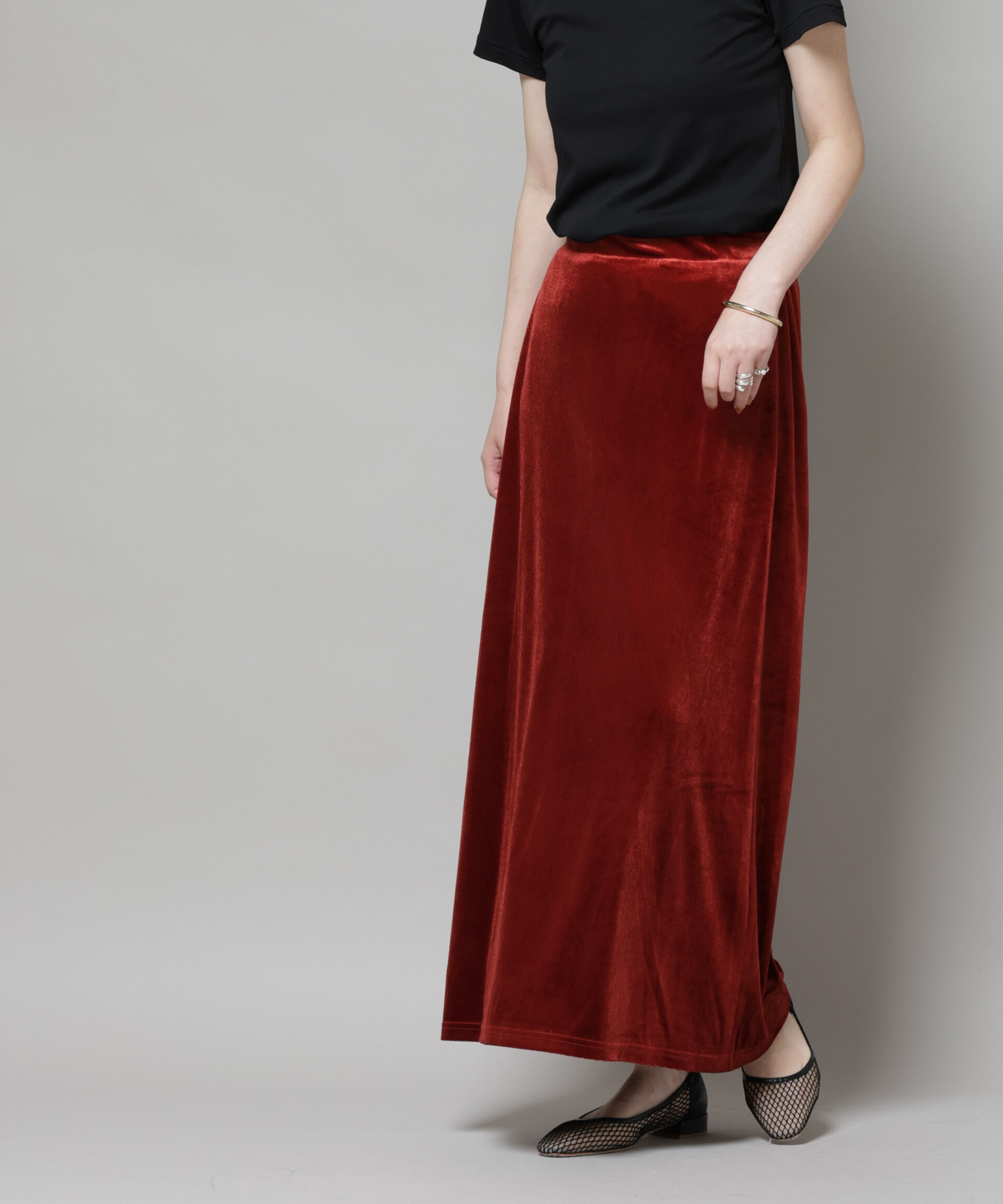 nano･universe「ベロアカットナロースカート(セットアップ可)」|スカート|