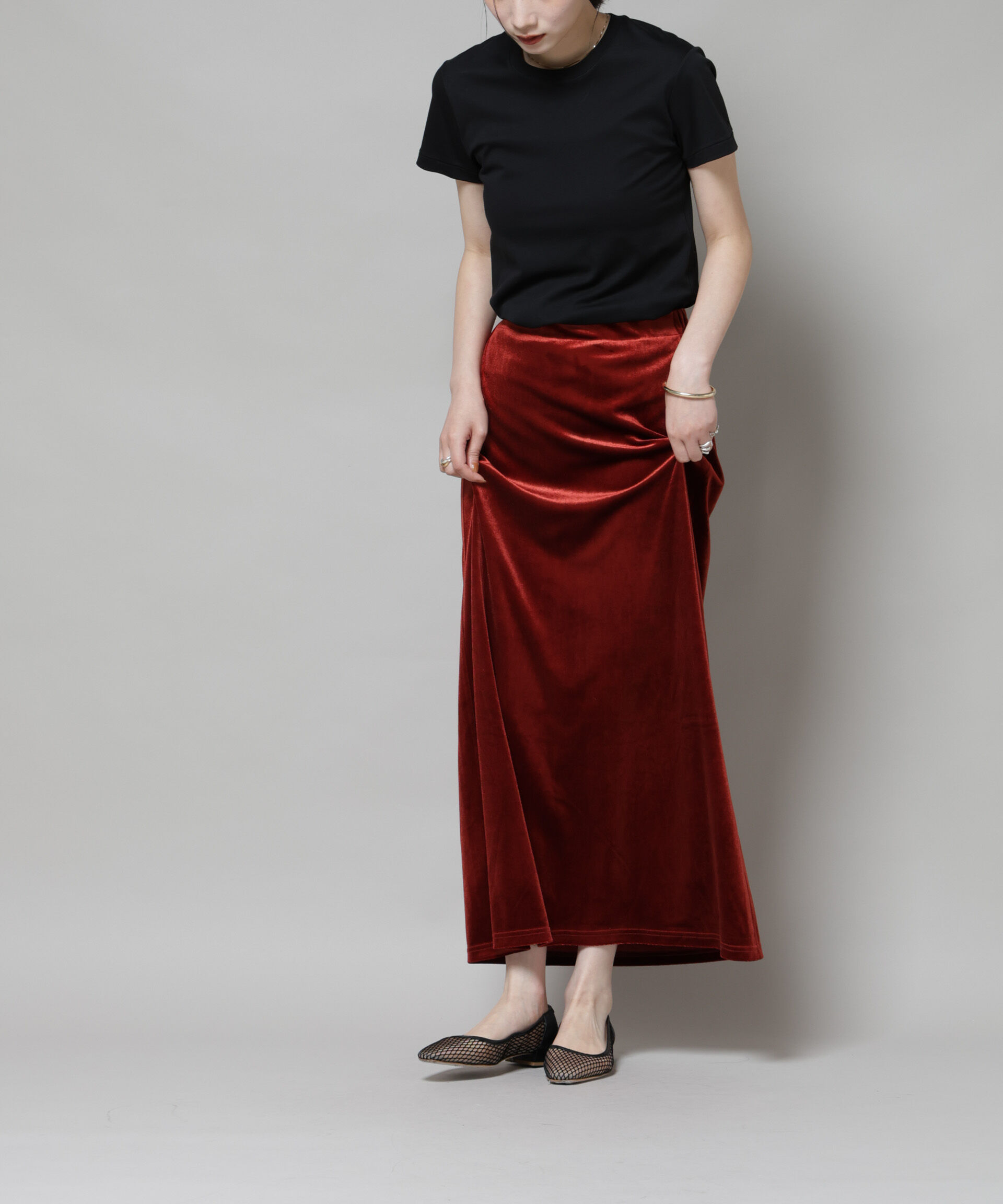 nano･universe「ベロアカットナロースカート(セットアップ可)」|スカート|