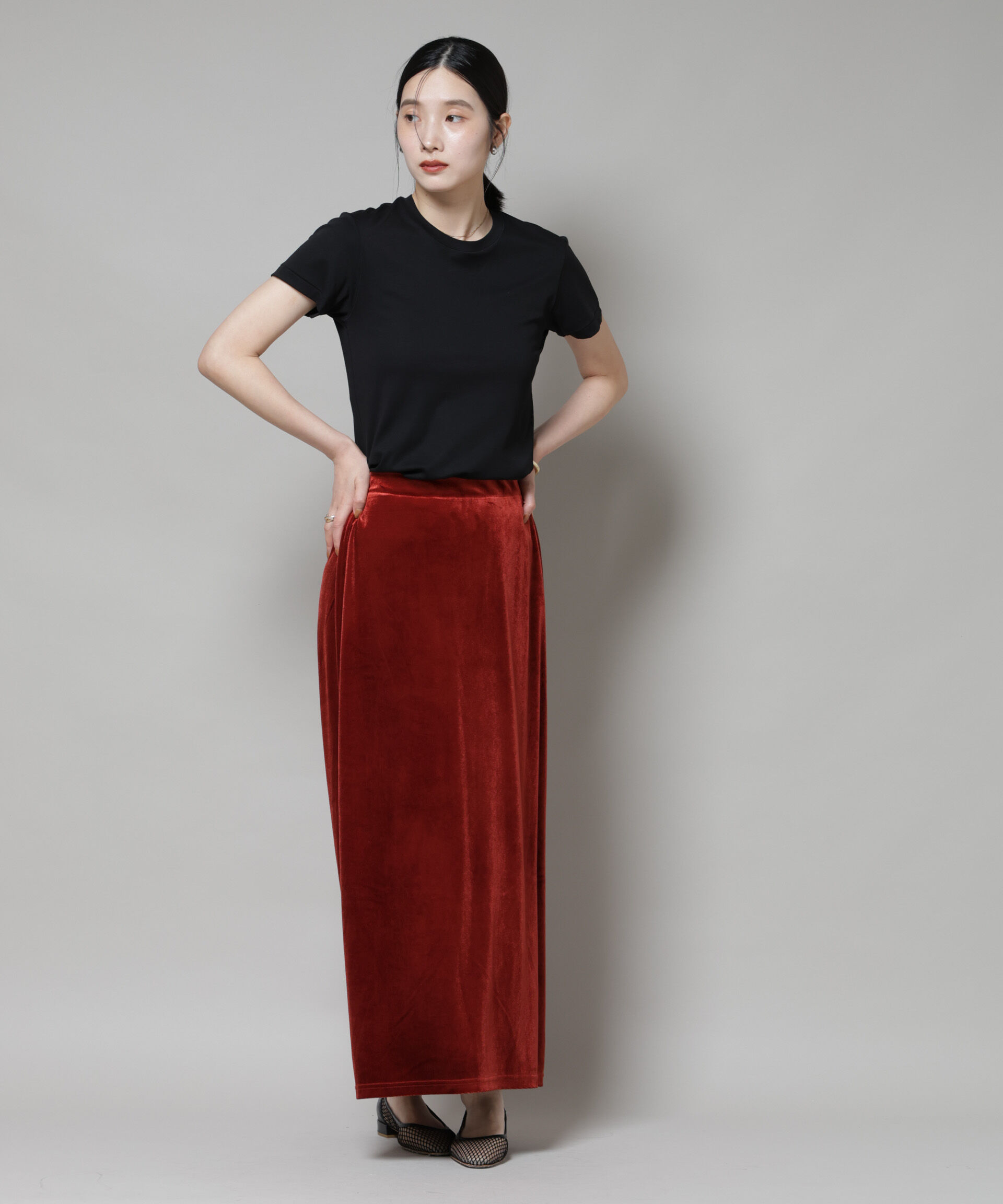 nano･universe「ベロアカットナロースカート(セットアップ可)」|スカート|