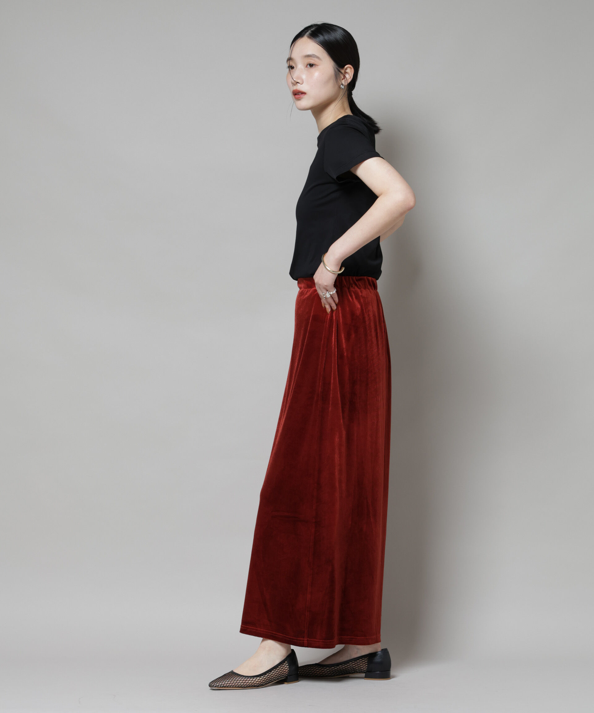 nano･universe「ベロアカットナロースカート(セットアップ可)」|スカート|