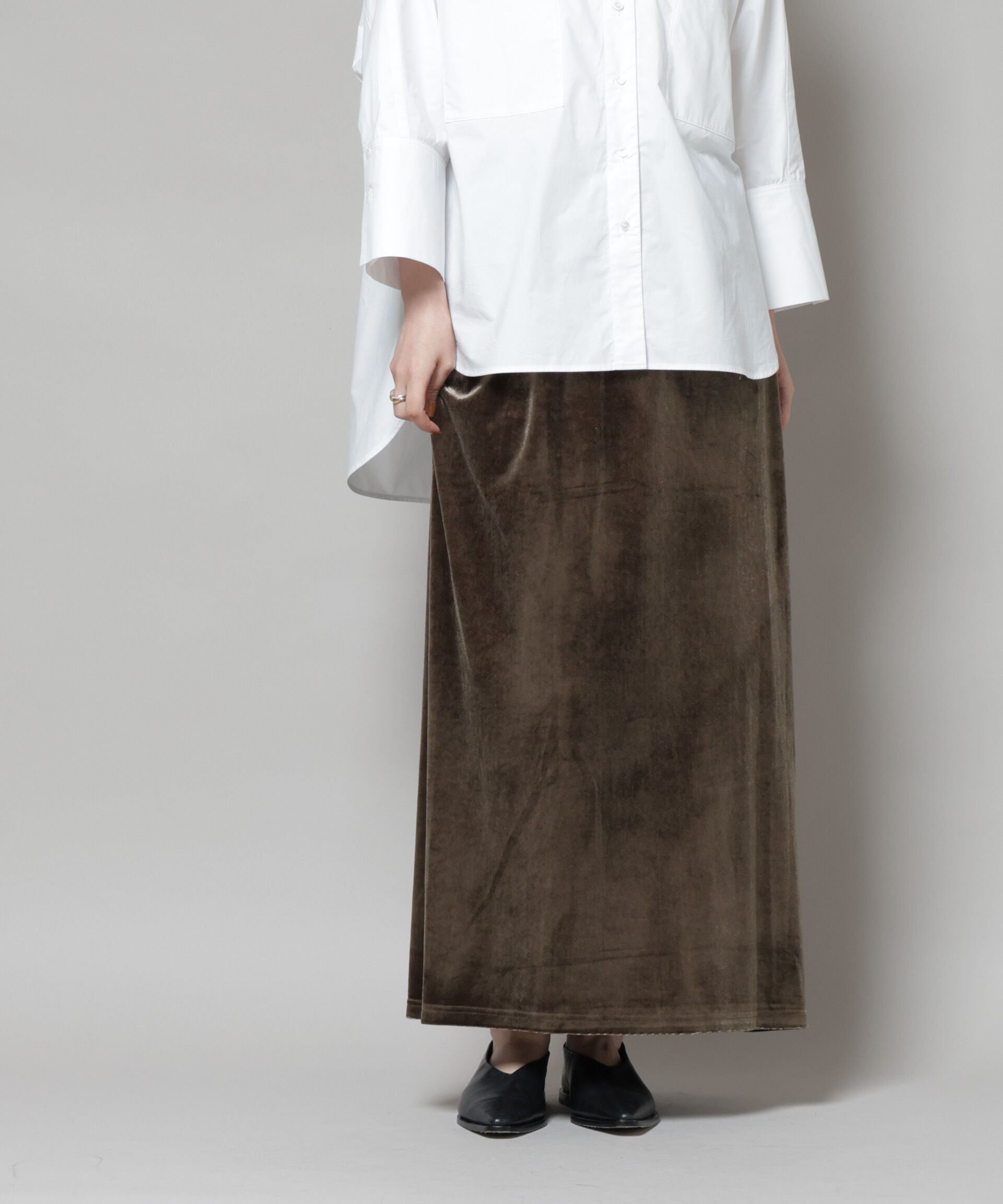 nano･universe「ベロアカットナロースカート(セットアップ可)」|スカート|